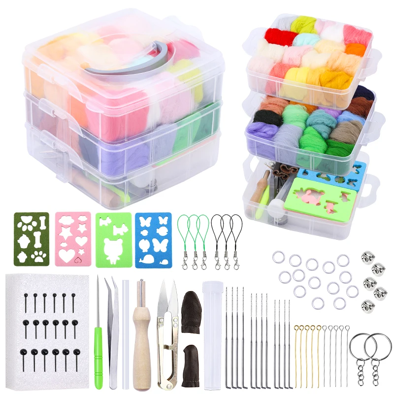 

Imzay 118 PCS Needle Felting Kit With Replacement Felting Needles 36 Colors Wool Roving Handmade Wool Felt Tool For Doll Making