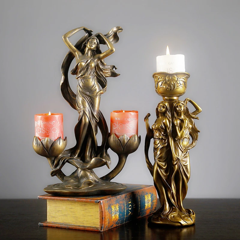 

Аксессуар из смолы подсвечник для дома в стиле ретро, аксессуары для свечей, креативные подсвечники для гостиной, Свадебный декор