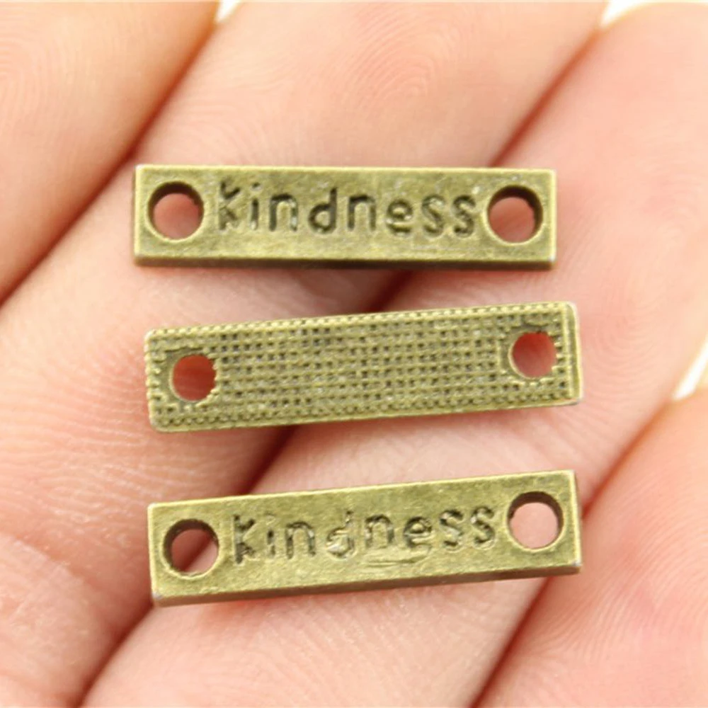

20pcs Charms Connector 2 Colors Antique Silver Color Antique Bronze Color Kindness DIY Jewelry Making Accessories 23x6mm