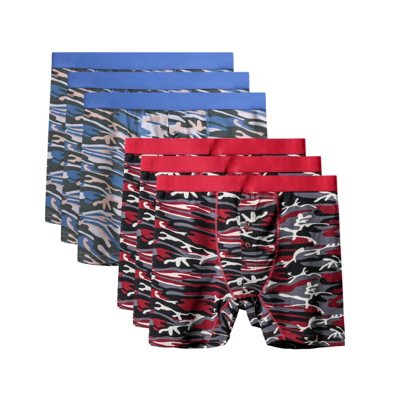6Pcs A1145 Mix A25 6 шт./лот, качественное Мужское нижнее белье размера плюс, камуфляжное нижнее белье, боксеры для мужчин, длинные ноги, хлопковые боксеры, шорты для мужчин, s u-выпуклые мягкие трусы 6XL - Цвет: 6Pcs A1145 Mix A25