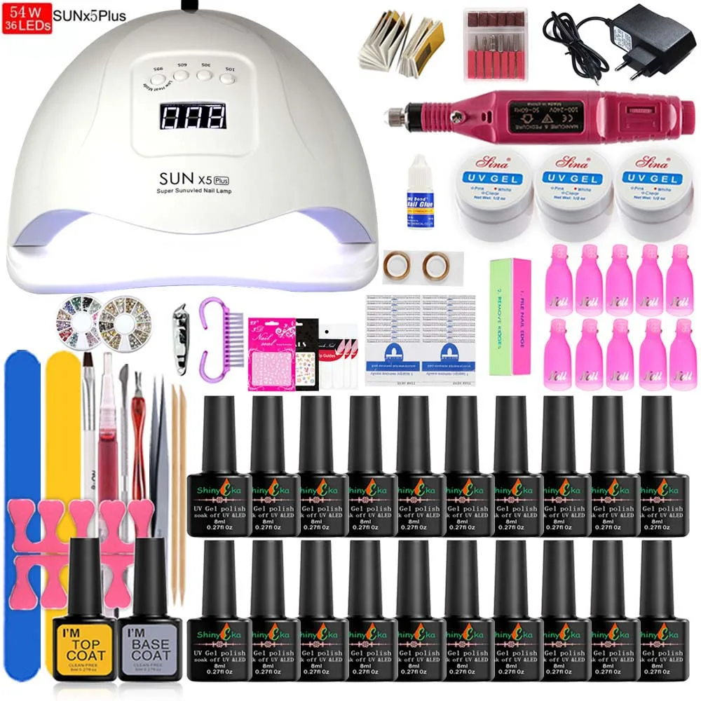 54 Вт/36 Вт/24 Вт Светодиодная УФ лампа для ногтей на выбор 20/12 Цветной Гель лак