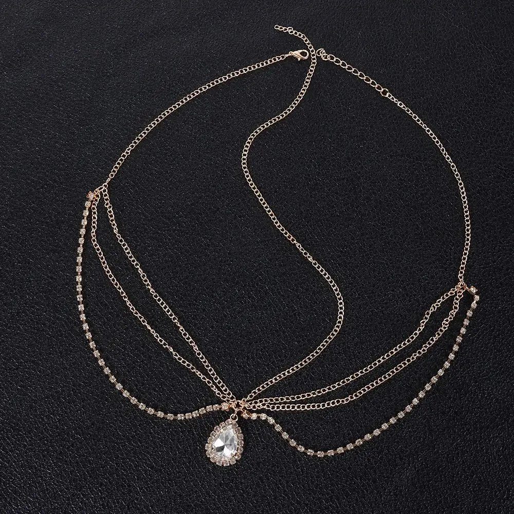 

Женская позолоченная цепочка-тюрбан в богемном стиле с кристаллами