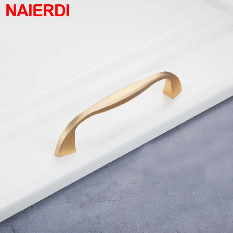 NAIERDI European Pearl Gray Gold Cabinet Handle Zinc Alloy Straight Drawer knob Kitchen Cupboard Pulls Furniture Hardware | Обустройство