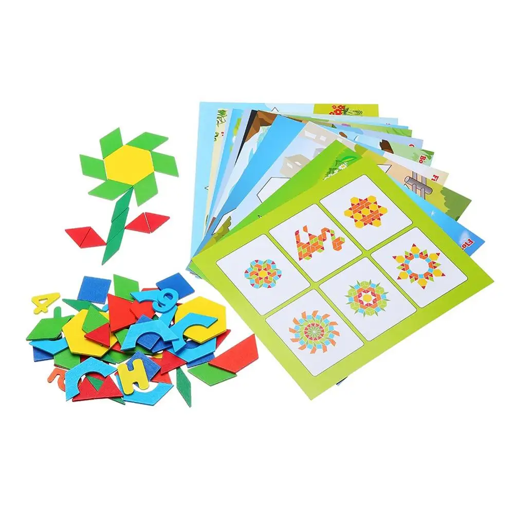 Деревянные Геометрические Пазлы Tangram 250 шт. Обучающие Развивающие детские