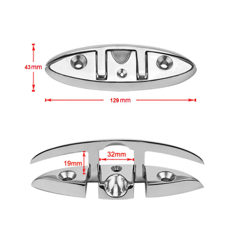 

5 Inch Dock Fastener Mooring Boat Cleat Stainless Steel Flip Up Mirror Surface Polished Marine Folding Easy Install Hardware