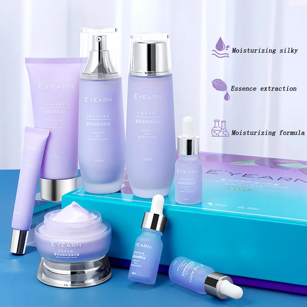 Perilla Essence Skin Care Sets 8Pcs Nourishing Whitening Lotion Facial Cream Anti-wrinkle Repair Face Moisturizer Beauty Product
