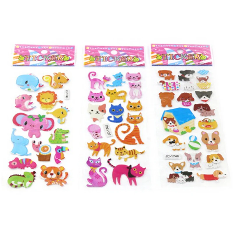 

Classic Toys School Teacher Reward New Cute 3D Cartoon Animal PVC Bubble Puffy Stickers Kids Girl Boy Dinosaurs 5 Sheets