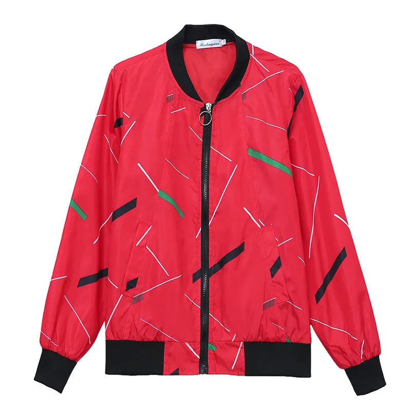 

New Spring Autumn Thin Women Jacket Casual Basic Coat Pocket Zipper Jackets Print Female Windbreaker Loose Outwear Plus Size 4XL