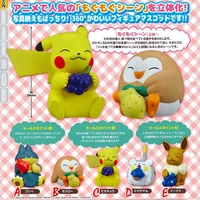 takara tomy pokemon action figure eat fruit pikachu gacha rowlet snorlax eevee doll model toy