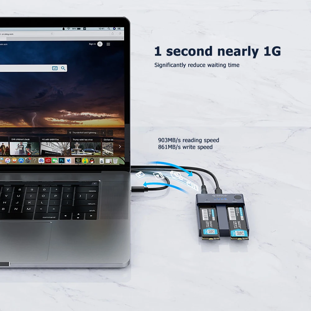 Gamer Computer Laptop Desktops Accessaries Supplies Dual Bay M.2 NGFF NVMe SSD Dock 10Gbps USB 3. 1 Type-C Docking Station