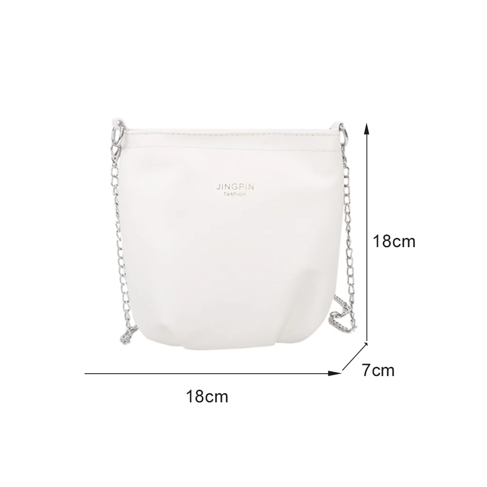 

Simple Women Shoulder Handbag PU Leather Chain Fashion Pleated Bucket Crossbody Messenger Pouch
