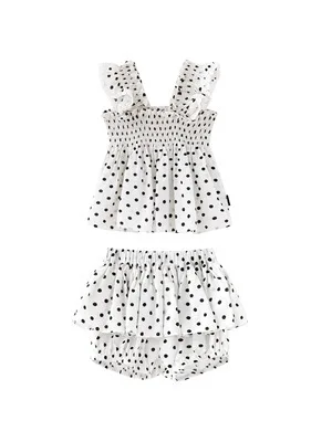 Летние комплекты в горошек с оборками для маленьких девочек топы принцессы и