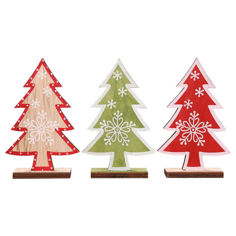 2020 New Small Wooden Printing Christmas Tree Ornament Decorations Xmas Crafts Year's Decor Navidad For Home | Дом и сад