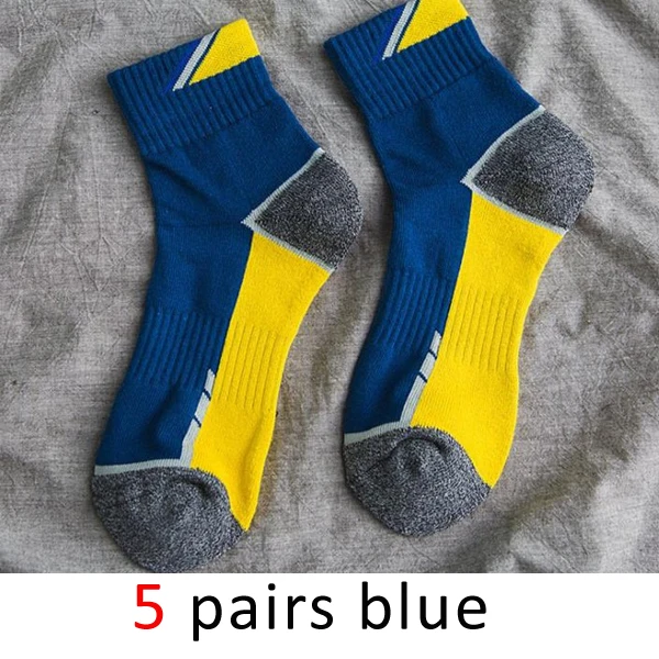 blue 5 пар/лот, хлопковые мужские носки, компрессионные носки для мальчиков, плотные, зимние, стандартные, meias, хорошее качество, дышащие, прозрачные, рабочие носки, 5 цветов - Цвет: blue