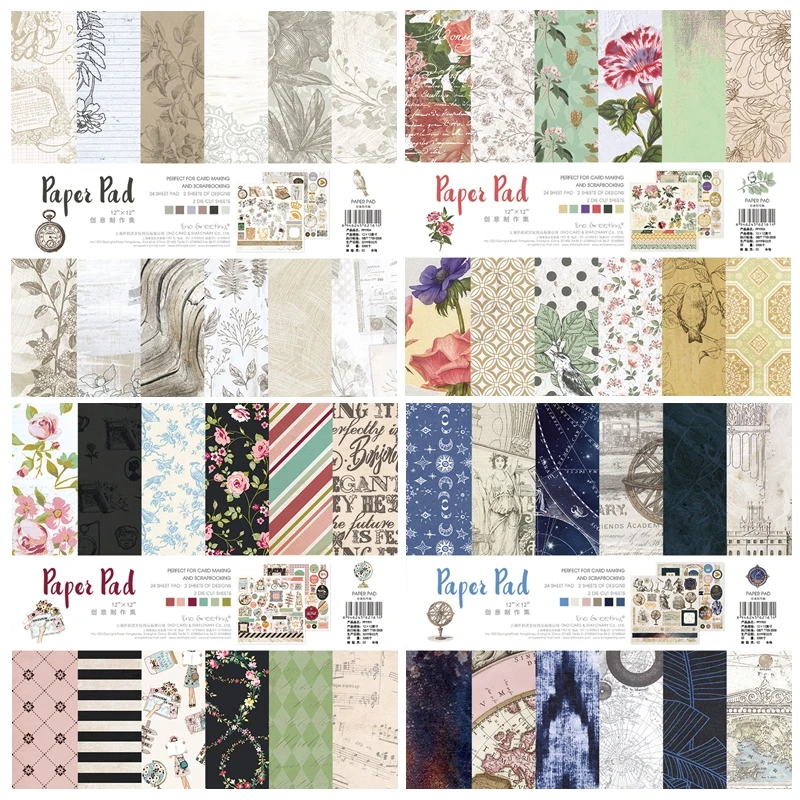 

12 Inch Background Paper Junkjournal Hand Account Material 160G Album Background Jam Paper Bag Retro Series Scrapbook Crafts