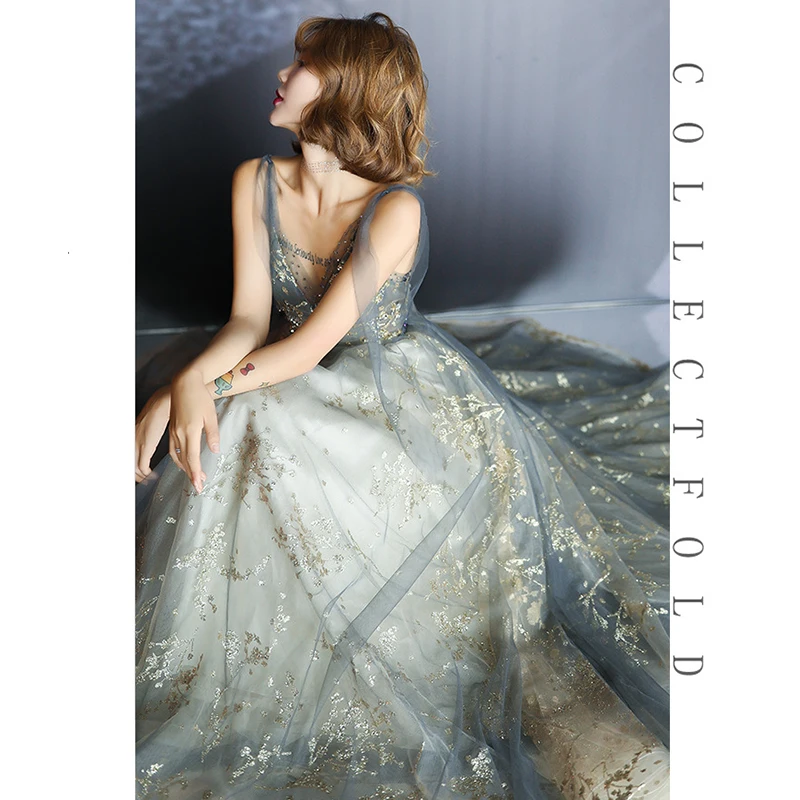 Skyyue Tank Evening Gown V-Neck Floor-Length Plus Size Dress 2020 Sleeveless Lace Tulle Up Women Party Dresses K314 | Свадьбы и