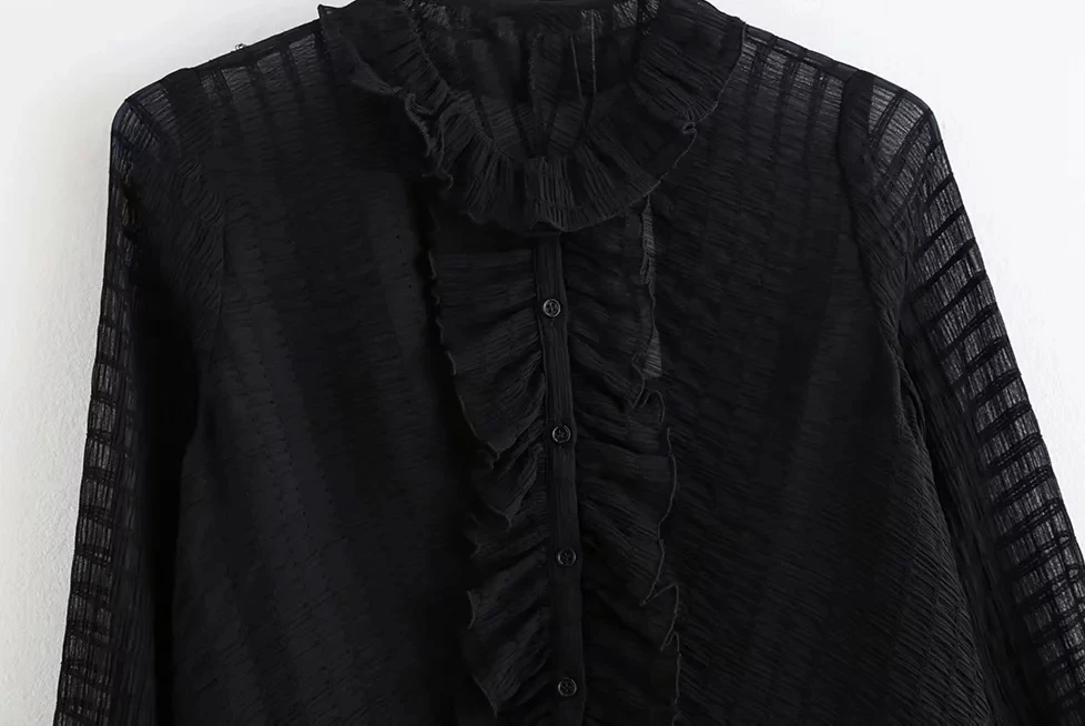 Новые прозрачные женские топы и блузки осенние черные сексуальные рубашки