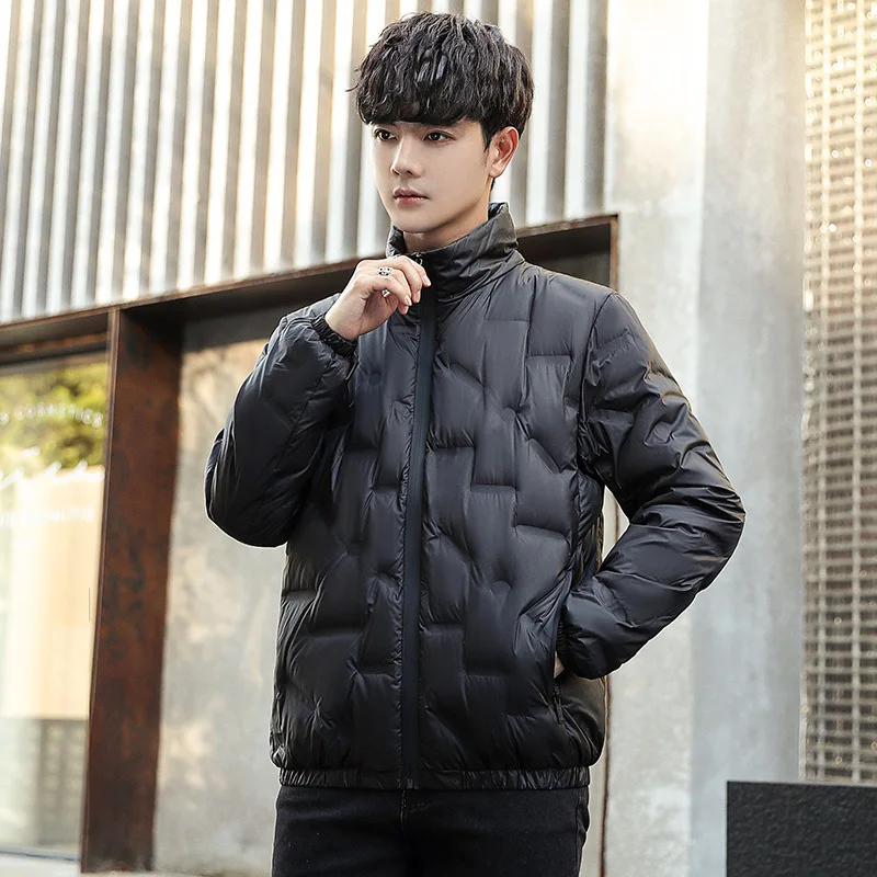 Winter new men's down jacket simple youth Korean thickened duck down casual jacket stand collar fashion trendy men's clothing