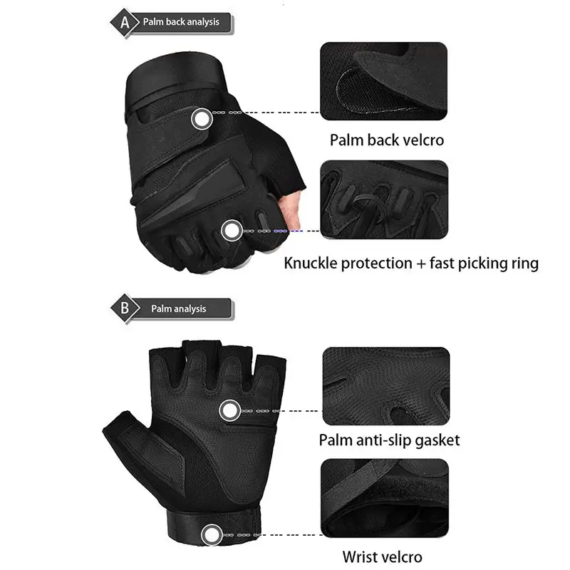 

Outdoor Cycling Gloves Half Finger Anti-slip Adjustable Protective Glove Climbing Training Accessories