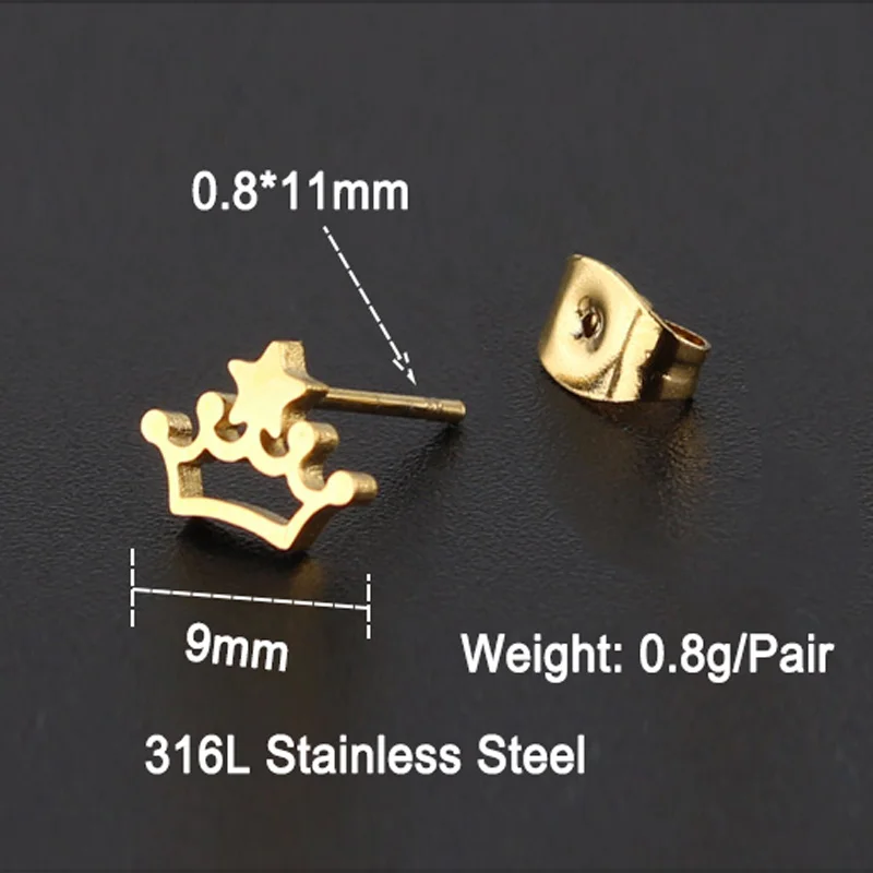 Серьги гвоздики DICARLUN в виде короны для женщин украшения из нержавеющей стали