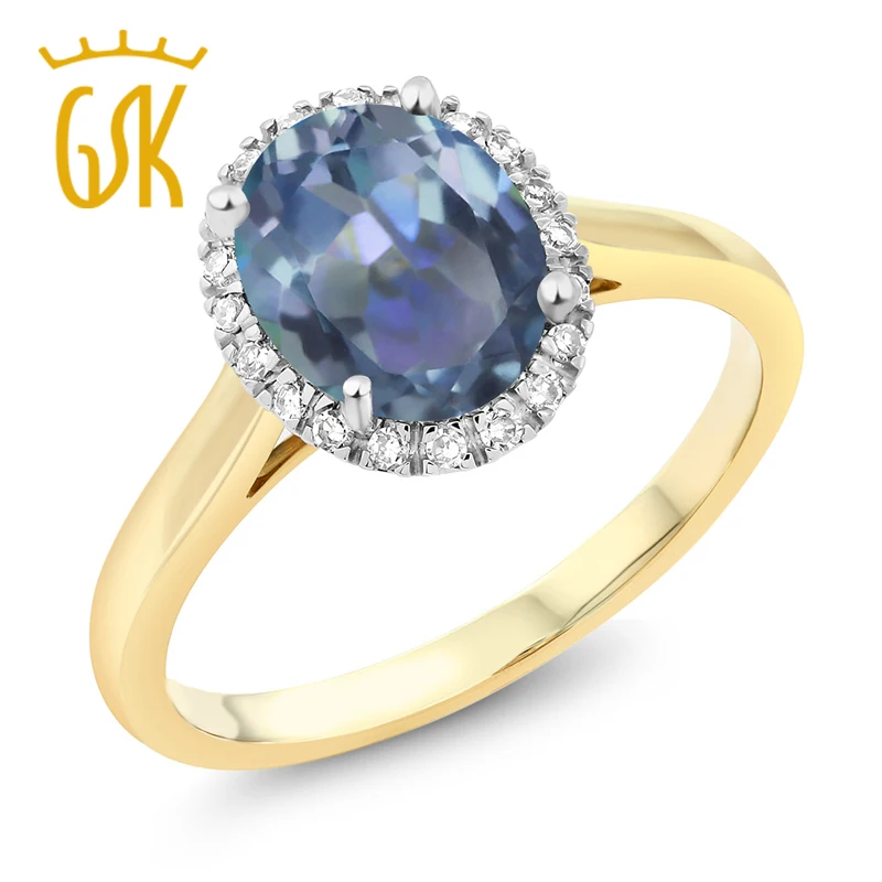 Двухцветный золотой топаз Cassiopeia мистический 10 к и кольцо для помолвки Diamond Halo 1 80 Ct