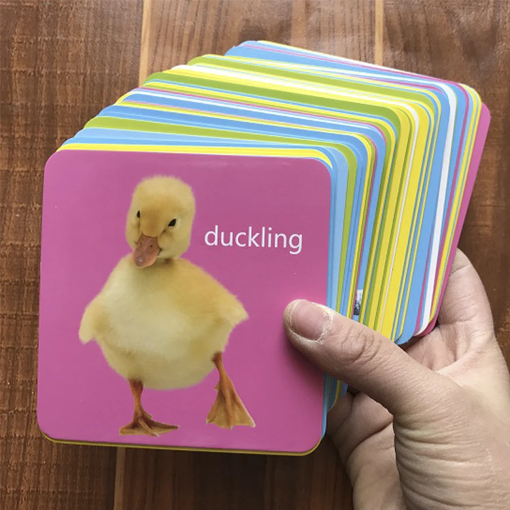 

44Pcs Body Parts National Flag/Animal Early English Learing Flash Pocket Card Educational Toys For Children English Word Game