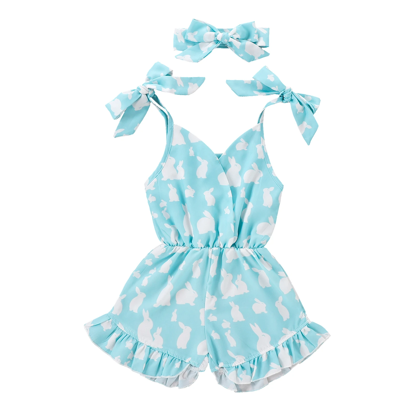 

2021 18M-5Years Summer Toddler Baby Boy Girls Easter Bunny Bodysuit Jumpsuit +Headband 2pcs Rabbit Cute Outfits Popular Clothing