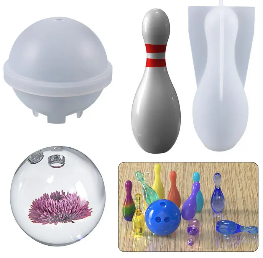 

DIY Crystal Epoxy Resin Mold Bowling Fun Play Set Jewelry Silicone Mold