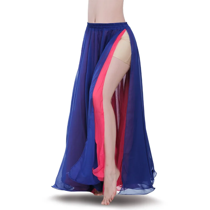 Женская юбка для танца живота двухцветная шифоновая с разрезом костюм