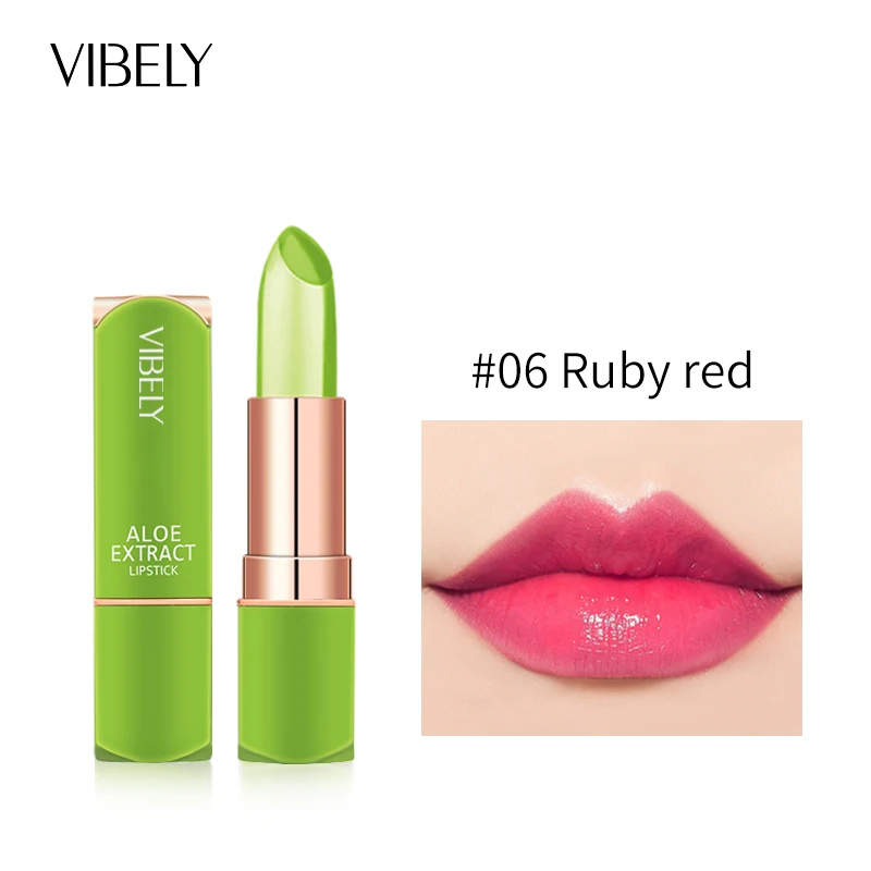 

Aloe Vera Lipstick Lip Balm Lip Gloss Moisturizing Warm Feeling Color Changing Jelly Lipstick Long Lasting Lip Makeup TSLM2