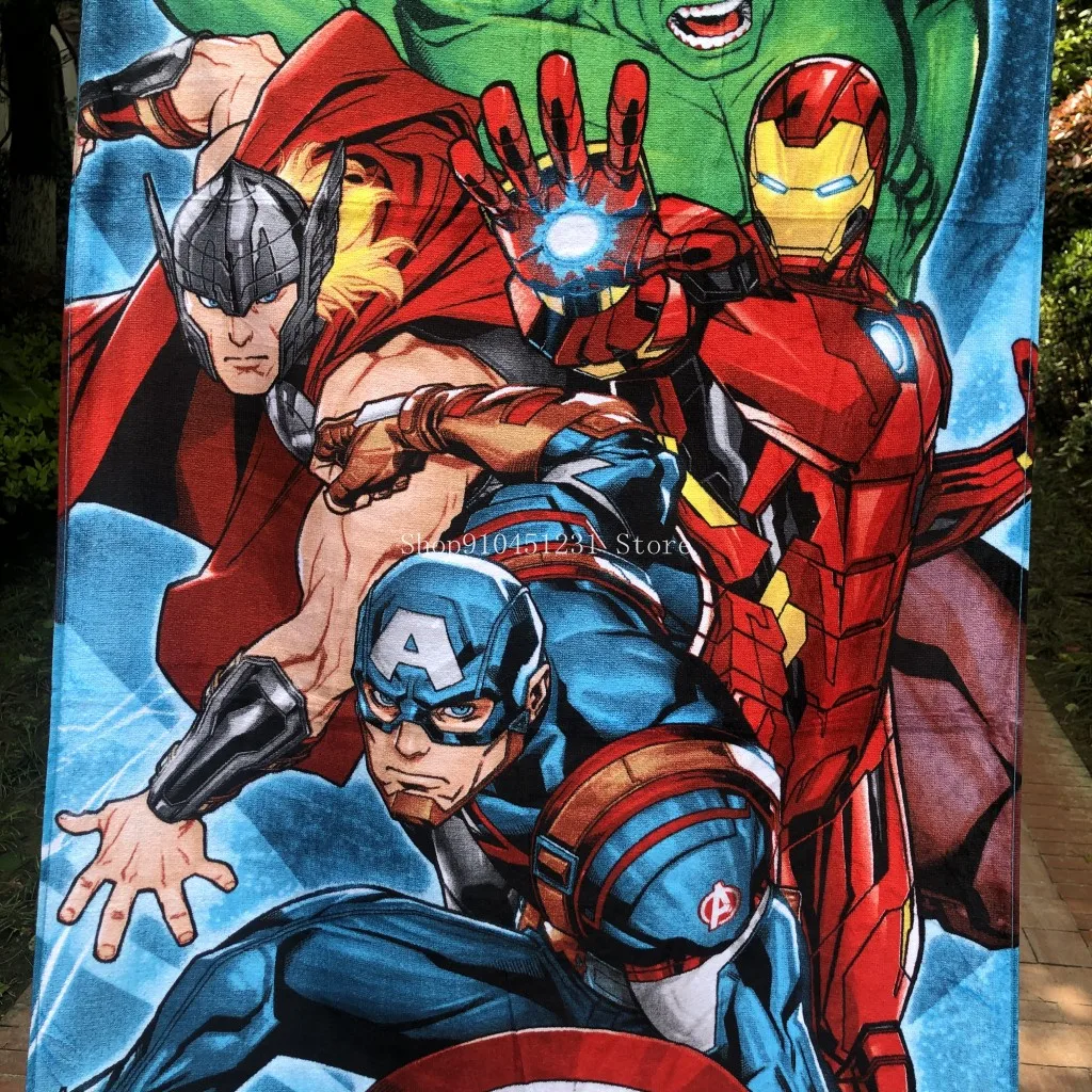 Банное полотенце с героями Диснея мягкое абсорбирующее одеяло супергероями