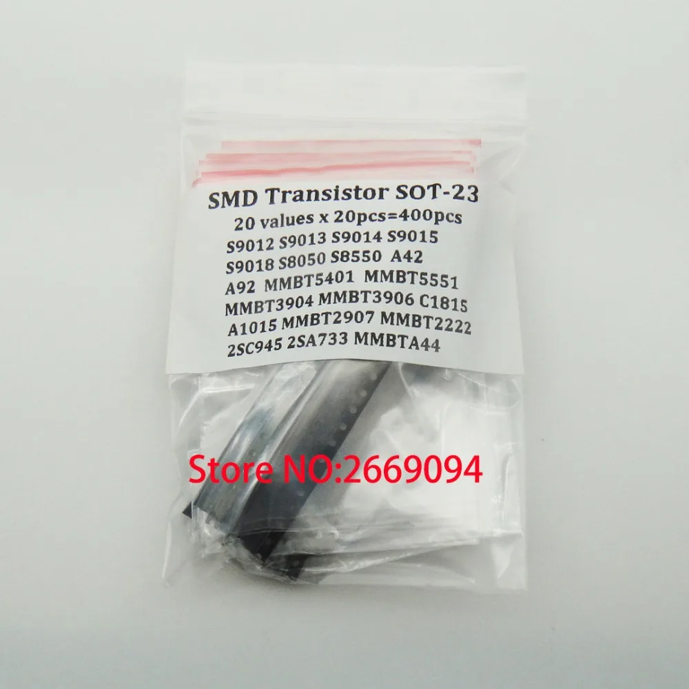 20 значений * шт. = 400 S9012 S9013 S9014 S9015 S9018 S8050 S8550 2SC945 2SA733 A1015 MMBT3904 MMBT3906 SOT 23 комплект