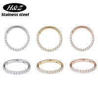 stainless steel piercing nose rings hoop cz daith septum tragus cartilage hinged segment helix earrings body perforated jewelry