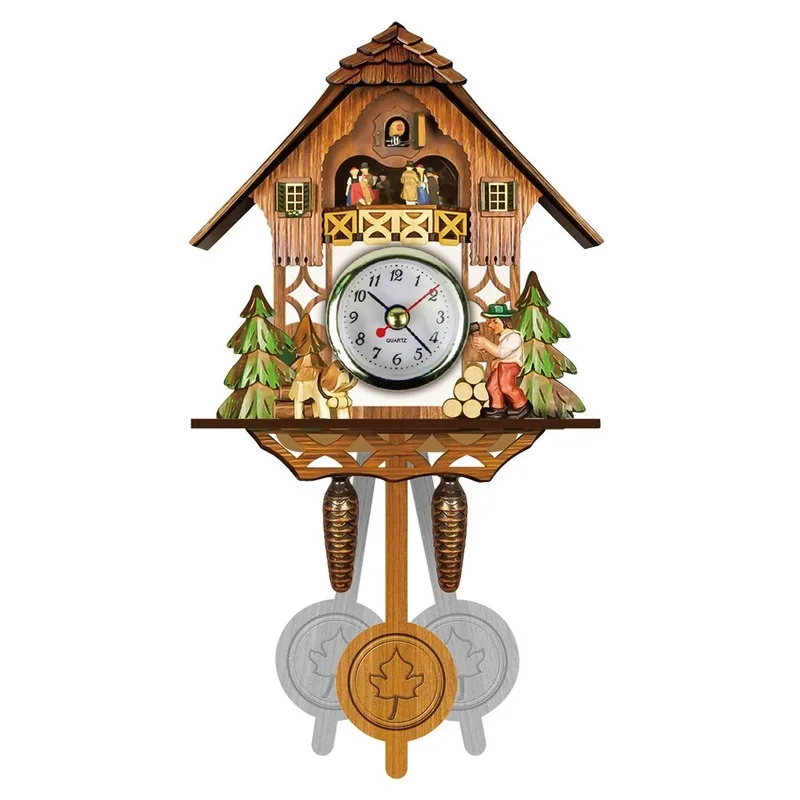 

Wooden Cuckoo Wall Clock Bird Time Bell Swing Alarm Watch Home Art Decor Germany Black Forest Autoswinging Cuckoo Wall Clock