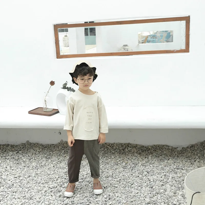 2019 Весенние футболки в Корейском стиле с длинными рукавами и аппликацией