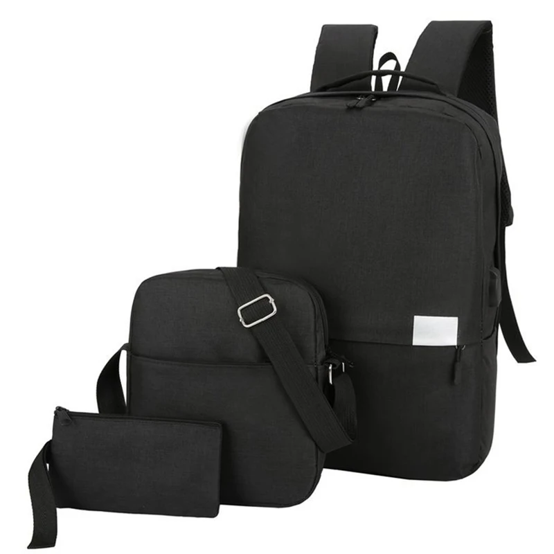 3pcs / Set Stitching Couple Large Capacity Backpack USB Charging Multifunctional Computer Bag Pure Color Oxford Cloth | Багаж и сумки