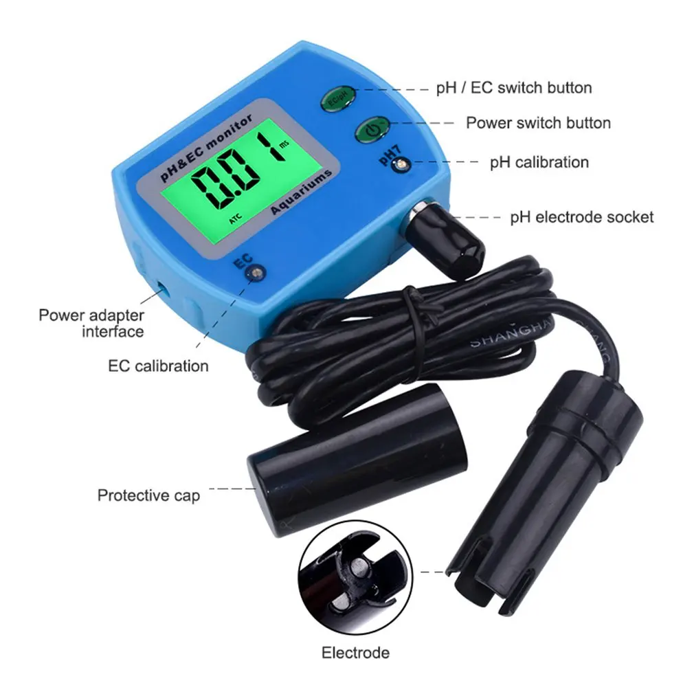 Портативный цифровой измеритель PH/EC детектор проводимости кислотный Измеритель