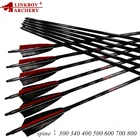 Linkboy карбоновые стрелы для стрельбы из лука ID 6,2 мм 5-дюймовый целевая точка из индейки, 75 г, составной традиционный лук, Охотничьи аксессуары, 12 шт.