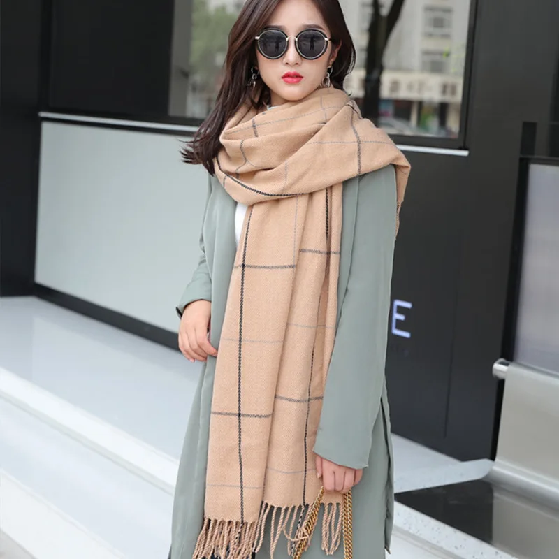 

New fashion knitted autumn winter female Korean warm elegant scarf women girls sweet tassel scarf wool flash scarf wild shawl
