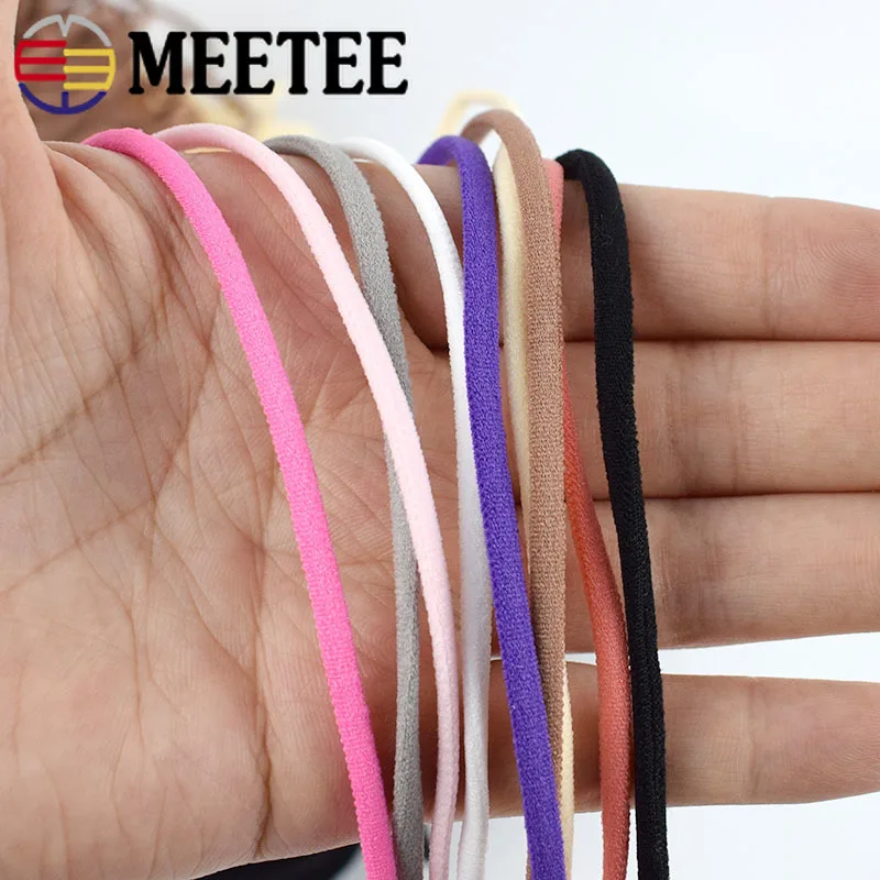 Meetee 23/50 ярдов 3 мм Цветные нейлоновые эластичные ленты лента круглая веревка