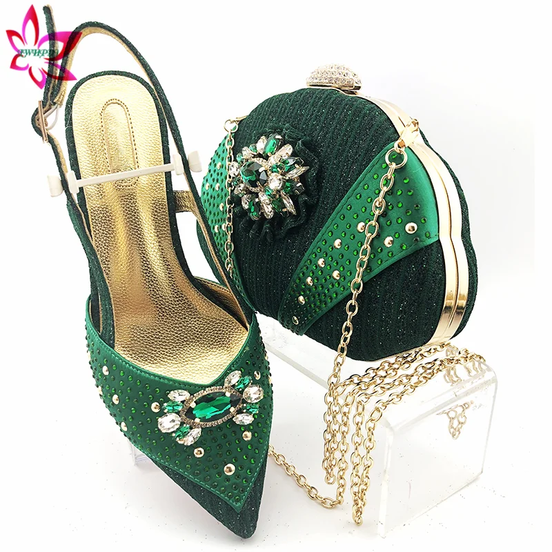 Новое поступление зеленый цвет итальянская модель с блестящим кристаллом