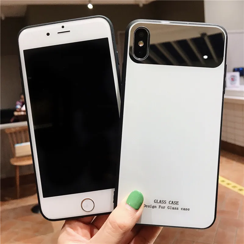 Однотонный зеркальный чехол для макияжа для iPhone XR XS MAX 7 8 Plus TPU+ PC задняя крышка стеклянный чехол для телефона для iPhone X 6 6S Plus 7 8 чехол