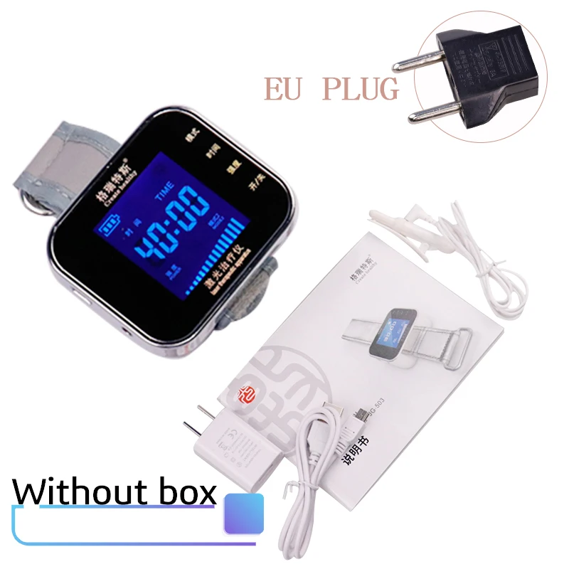 no Box EU Plug Диод 650 нм лазерная терапия наручные часы LLLT для ринита диабет гипертония тромбоз холестерина лазерное облучение лечение - Цвет: no Box EU Plug