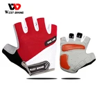 Перчатки велосипедные, летние, WEST BIKING, с полупальцами, утолщенные, для спорта, походов, горного велосипеда, мотоцикла, противоударные велосипедные перчатки