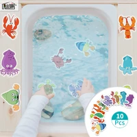 10 pieces happy coast cartoon children bath toy decal baby cute non slip bathtub sticker bathroom wall decor