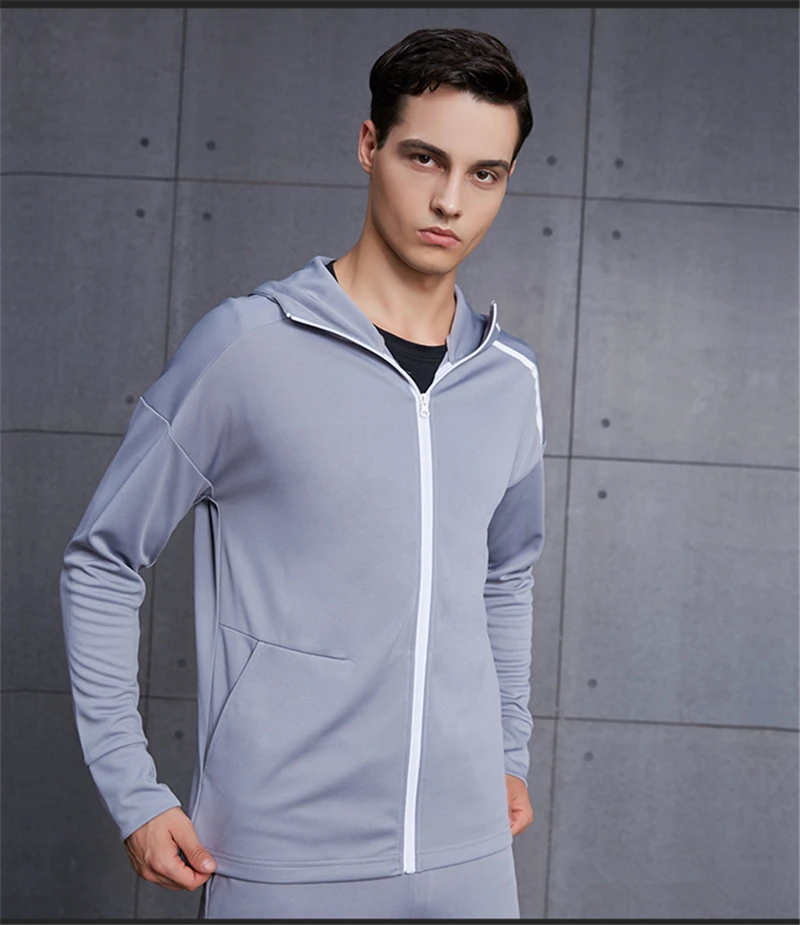 Vansydical, мужские спортивные куртки, спортивные куртки с капюшоном, на молнии, с длинным рукавом, Осень-зима, для улицы, для фитнеса, тренировки, бега, спортивная одежда, топы