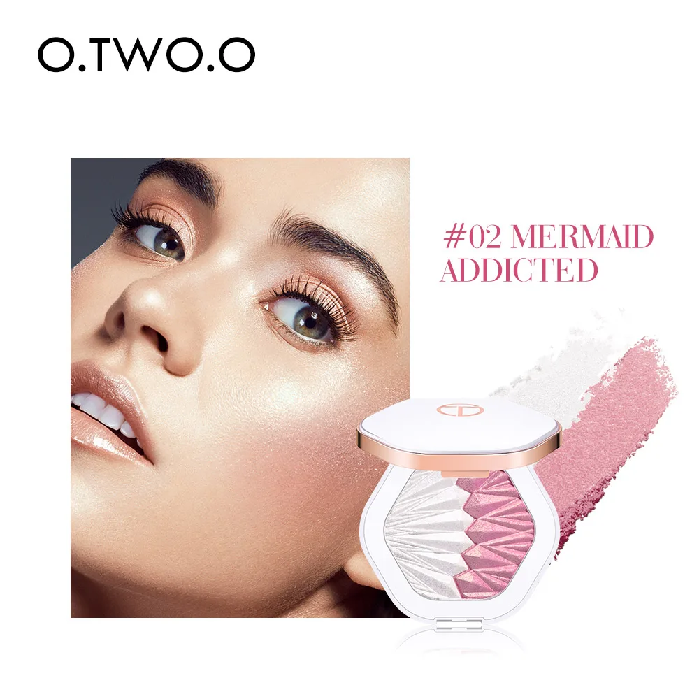 Mermaid addicted O.TWO.O 2 в 1 хайлайтер палитра осветитель лица мерцающий контурный корпус хайлайтер светящийся макияж жемчуг белый розовый фиолетовый - Цвет: Mermaid addicted