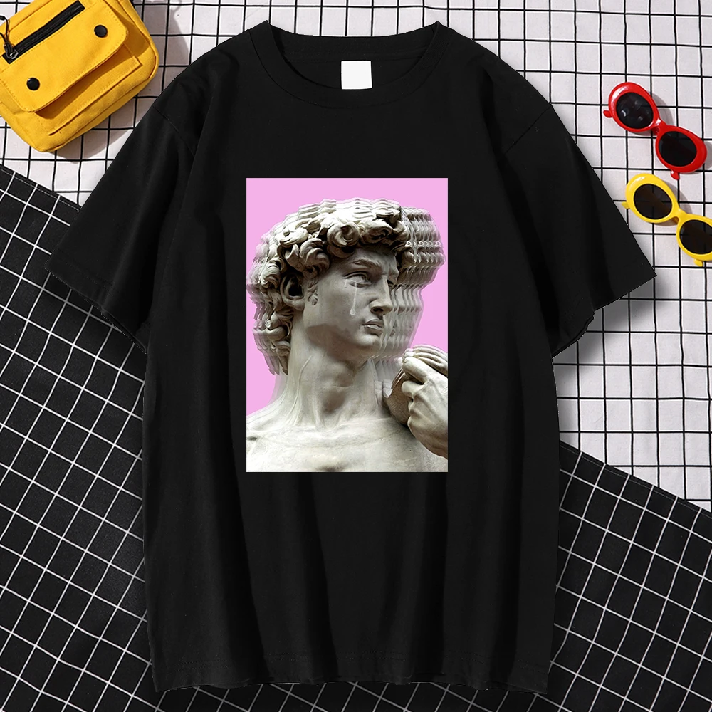 

Мужская винтажная футболка с изображением статуи Дэвида я прекрасная печать подходящая ко всему фирменная одежда с рисунком забавные Брен...