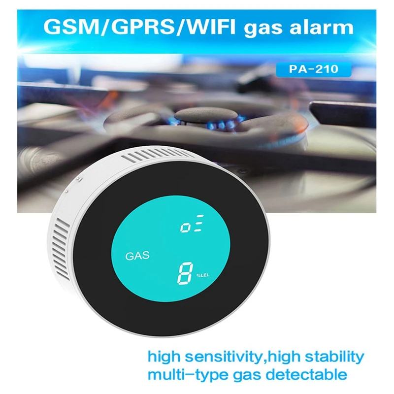 

MOOL TUYA Smart WiFi/GPRS Gas Detector Alarm Natural Leak Combustible LPG Gas Detector for Home Alarm System EU Plug