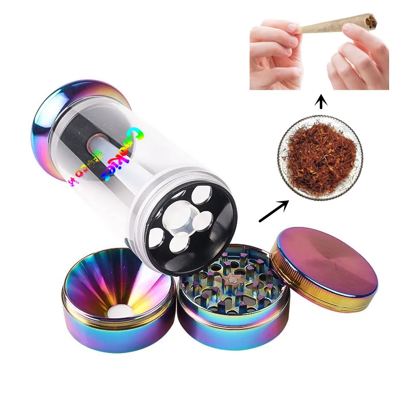 

New Filling Weed Pipe Grinder 2 In 1 Kit Built-in Disposable Cigarette Filler Horn Tube Tobacco Herbal Crusher Weed Accessories
